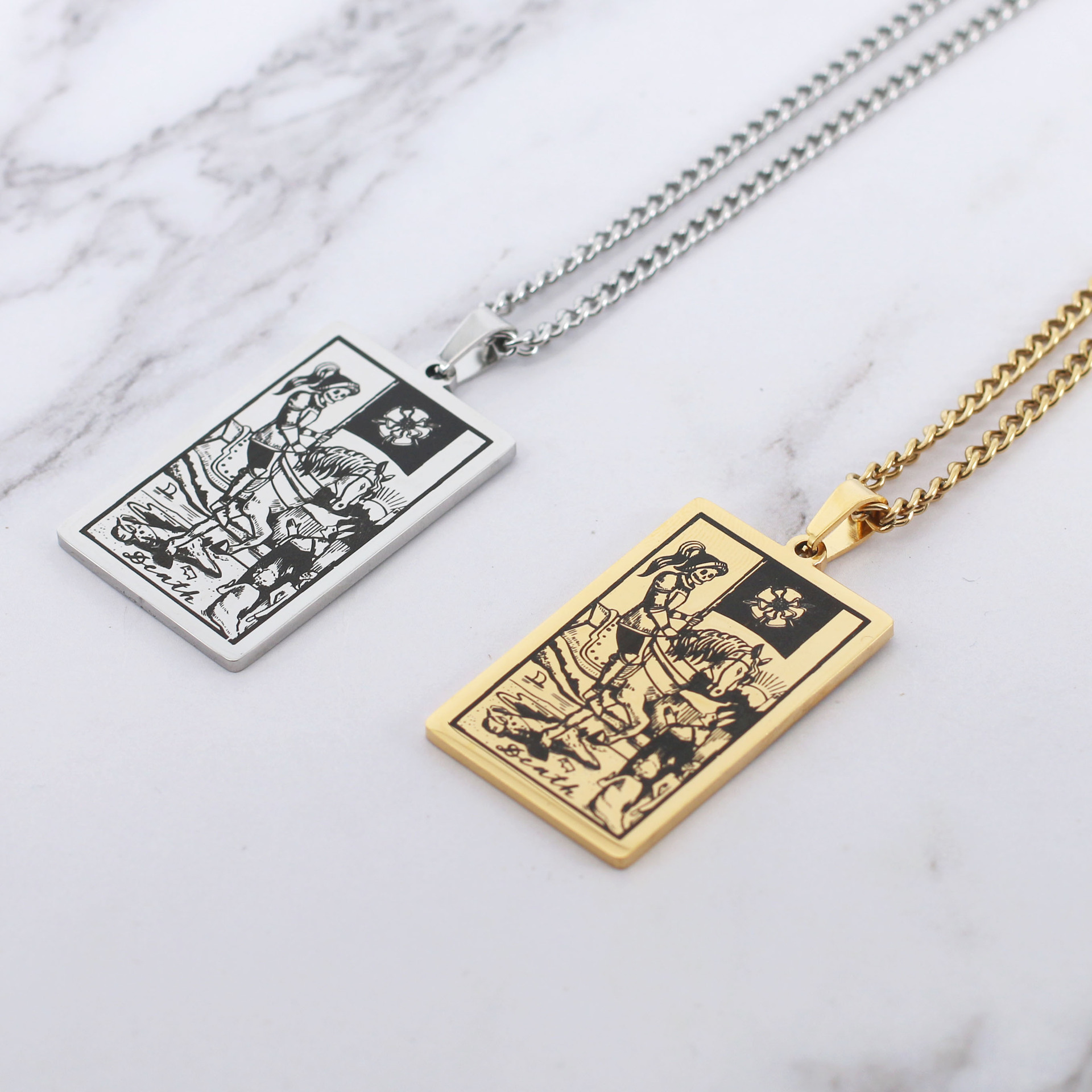 Retro Tarot Stainless Steel Titanium Steel Plating Necklace display picture 6