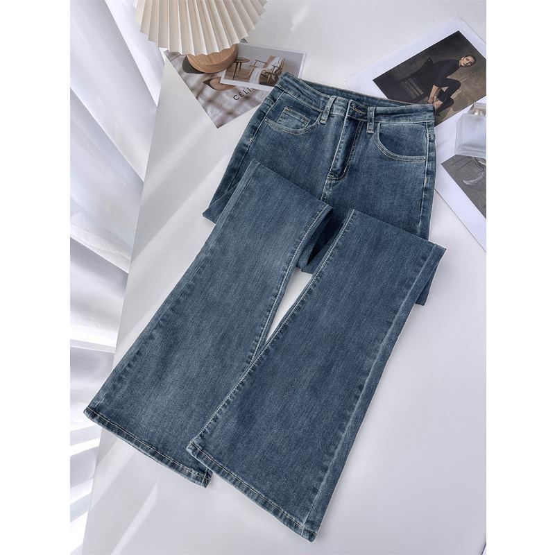 High waist skinny jeans women's autumn design sense niche slimming versatile flared pants 2023 autumn and winter horseshoe pants