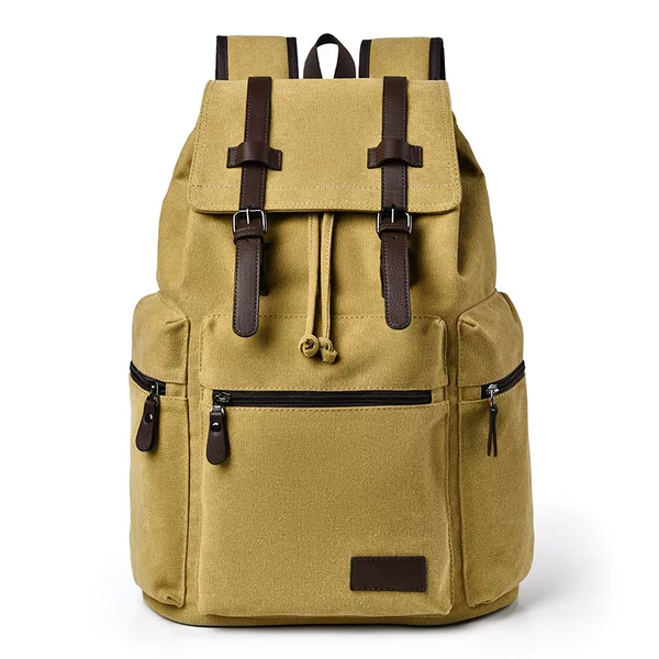 Fashionable Men's Canvas Backpack, Travel Bag, Casual Backpack, High-End Large-Capacity New Student School Bag