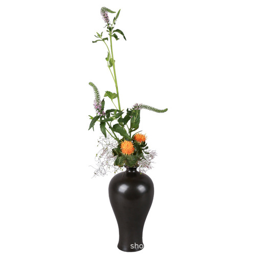 Mei vase Jingdezhen ceramic light luxury Zen-style retro Chinese-style flower vase desktop decoration living room sword mountain flower arranging vessel