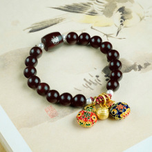 慕镶集小叶紫檀镶银守护神吞金兽一家手链国潮中国风镶嵌饰品批发