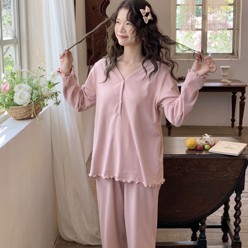 【В наличии 6269】Пижама для беременных и кормящих женщин De Rong, весенне-летняя, для дома, послеродовая, для грудного вскармливания