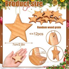 創意的な木製の星のペンダントの木のクリスマスツリーの装飾品DIY五芒星の木製の雰囲気感のハンガー