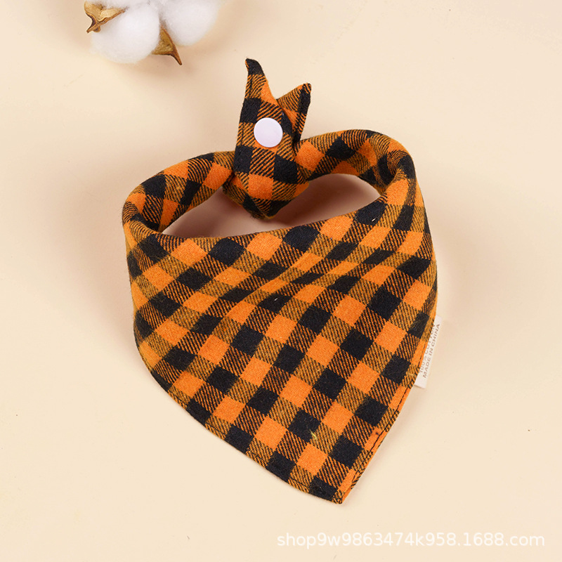 Bebé de algodón bebé babero triángulo BiB Snap de doble capa babero recién nacido niños bufanda a cuadros cuatro estaciones