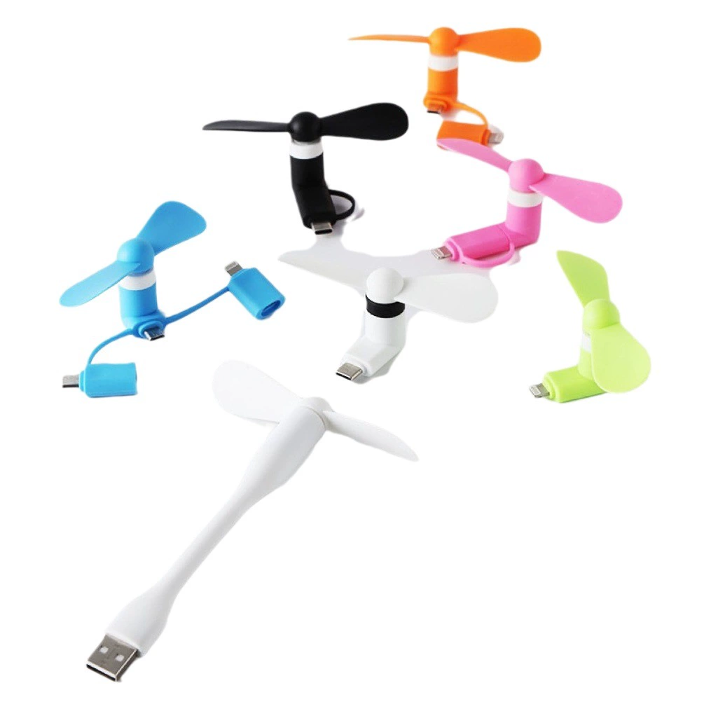 Креативный USB-мини-вентилятор, подходящий для Android Type-c, два в одном, Apple, вентилятор для мобильного телефона «три в одном», USB-вентилятор