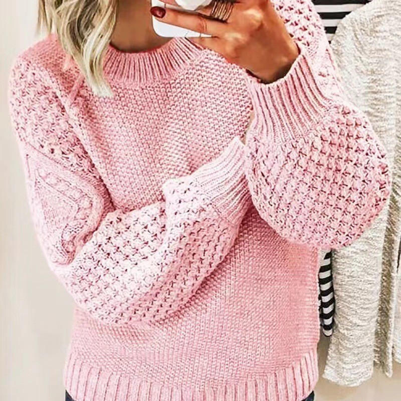 Transfronterizos europeos y estadounidenses otoño y invierno suéter nuevo estilo de color sólido de vestir chaqueta de punto chaqueta de diseño de camisa de punto image 7