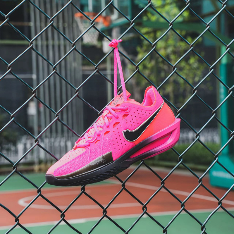 Pure Original G.T Cut 3 Soft, Comfortable, Breathable, Non-Slip, Wear-Resistant, Low-Cut Bright Black and Pink Men's Practical Basketball Shoes