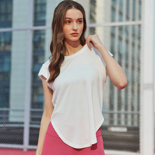 Spring Modal shoulder cover yoga short-sleeved loose casual top Outdoor sports vest yoga wear T-shirt for women
