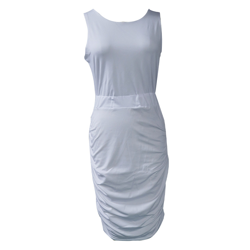 Women's Pleated Sleeveless Dress With Open Back For Summer_voghion.com