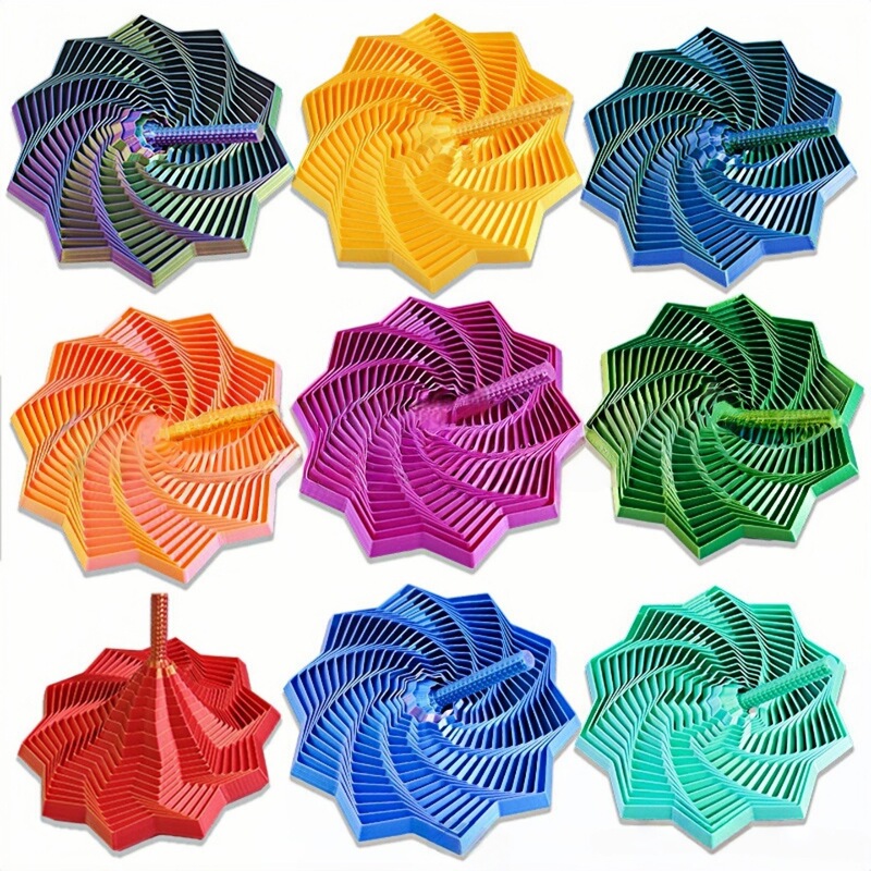 3D Printed Stress-Relief Spiral Tower Creative Decompression Toy with Handle Hexagonal 3D Carrot Tower Fun Illusion 3D Printed Stress-Relief Spiral Tower Creative Decompression Toy with Handle Hexagonal 3D Carrot Tower Fun Illusion