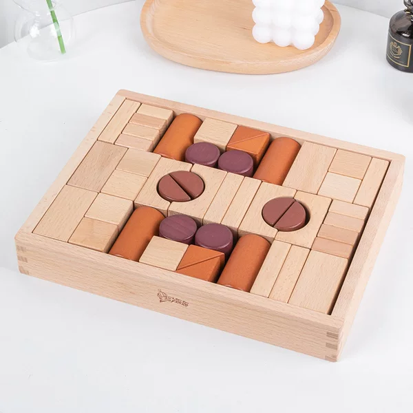 Solid Wood Castle Building Blocks Grasping Can Bite Young Children's Building Mood Training Children's Early Education Educational Toys