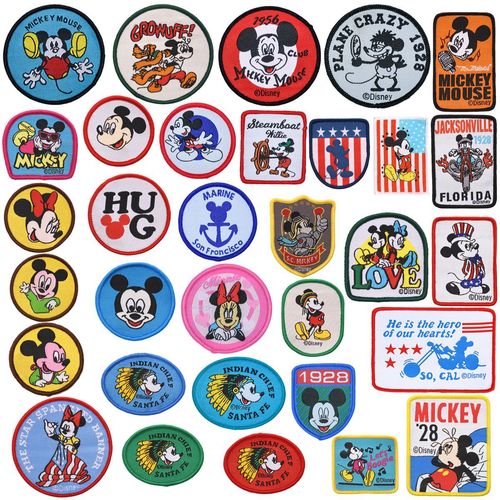 Cartoon fabric patch, round badge, clothing accessories, weaving label series badge, no backing adhesive, edge stitching, weaving tag
