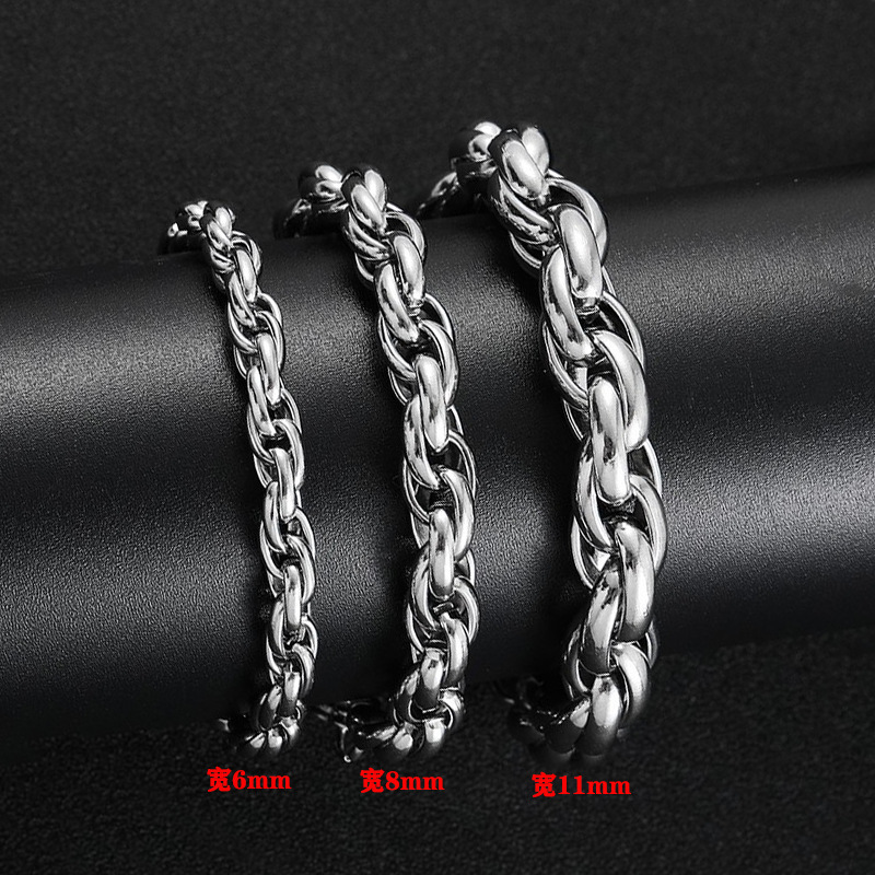 Fashion Handmade Woven Coarse Twist Men's Titanium Steel Bracelet U-Shaped Jewelry Buckle Couples Niche Stainless Steel Bracelet ins