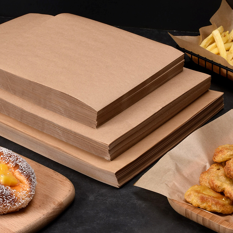 Grado 7 a prueba de aceite de hornear papel de aceite espesado a prueba de aceite de pizza papel barbacoa frito pollo frito bandeja de merienda papel absorbente de aceite