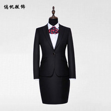 夏商务韩版短袖秋季蝴蝶结裙套装长袖黑色粘纤西装