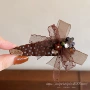 咖色波点新款水钻蝴蝶结