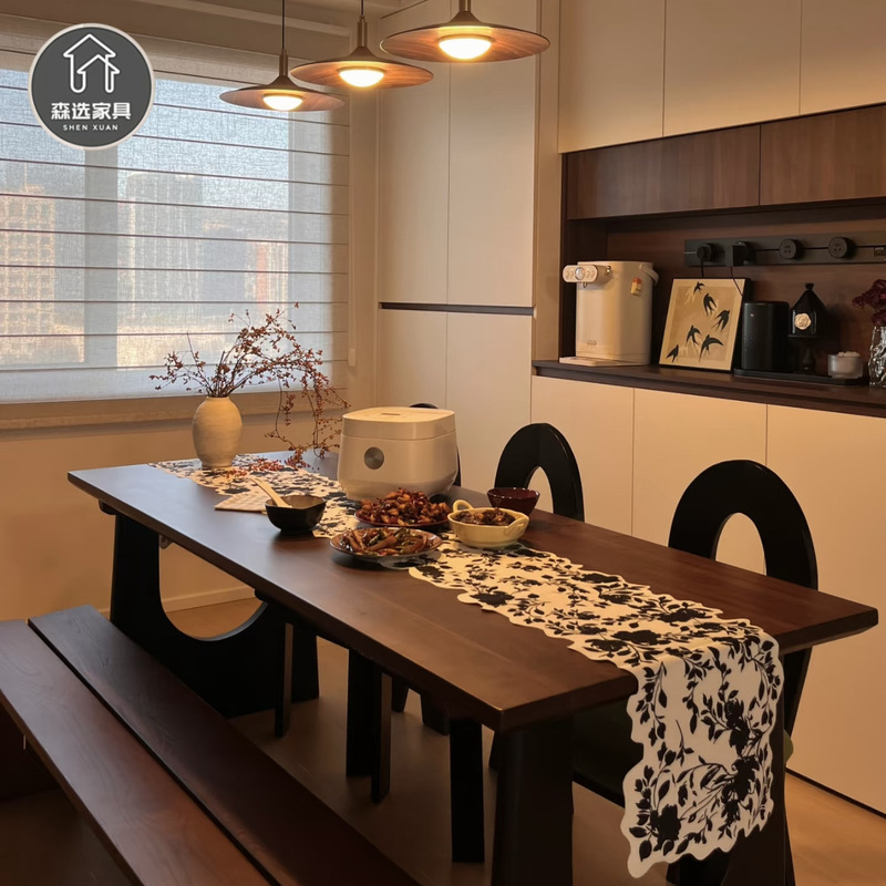 Senxuan Ash Wood Medieval Dining Table Home Rectangular All Solid Wood Large Long Table Living Room Log Style Large Table Desk