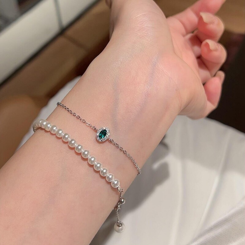 925 Silver Sea Blue Zircon Cornflower Blue Bracelet for Women, Simple and Niche, 2026 New Style, Light Luxury, Delicate and Versatile Hand Accessory