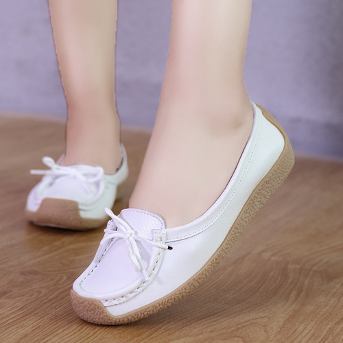 Flat casual women's shoes, white mother's shoes, pinto snail shoes, soft bottom comfortable casual non-slip nurse work shoes