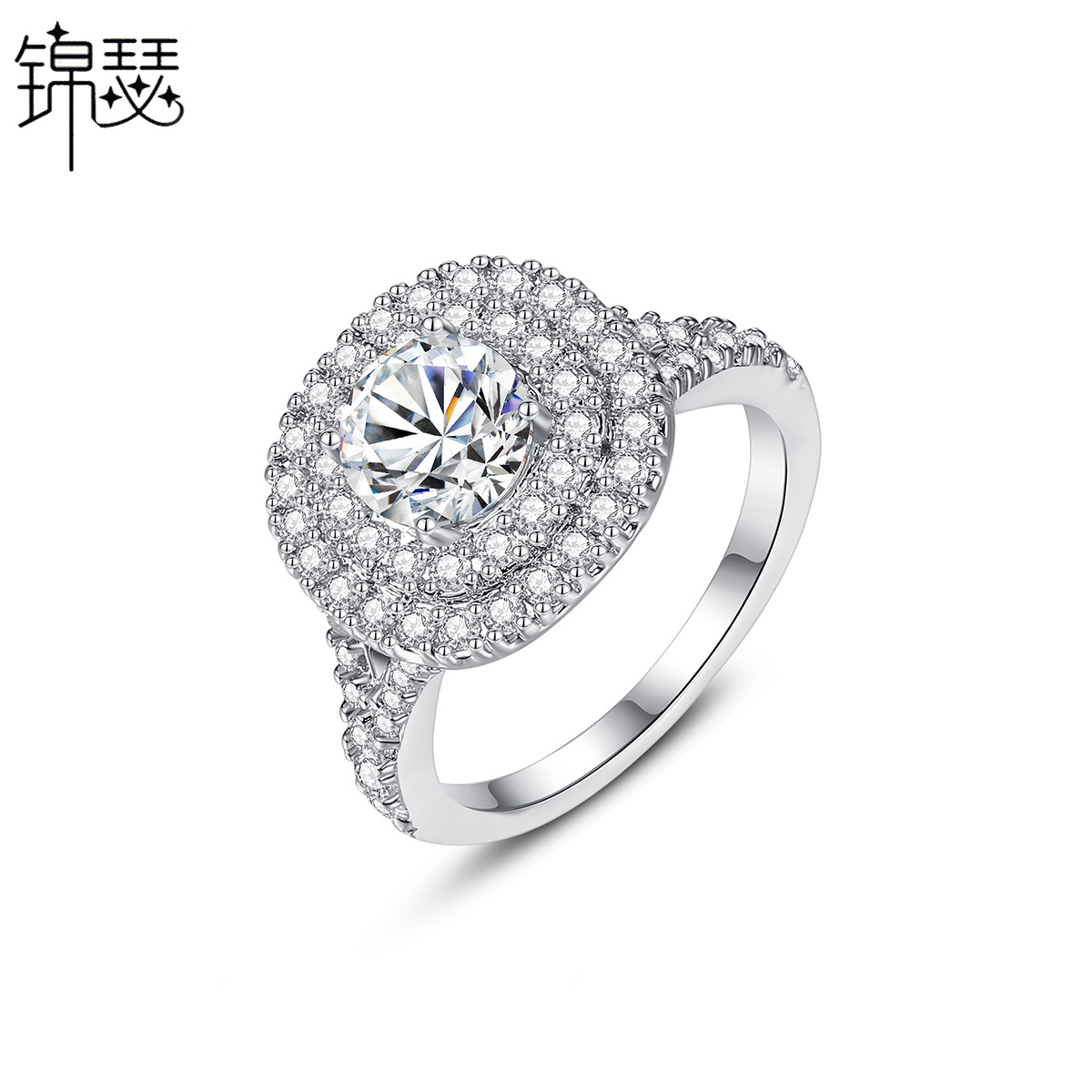 Jinse hot selling fashion luxury European and American popular jewelry elegant all-match micro inlaid zircon women's ring engagement ring