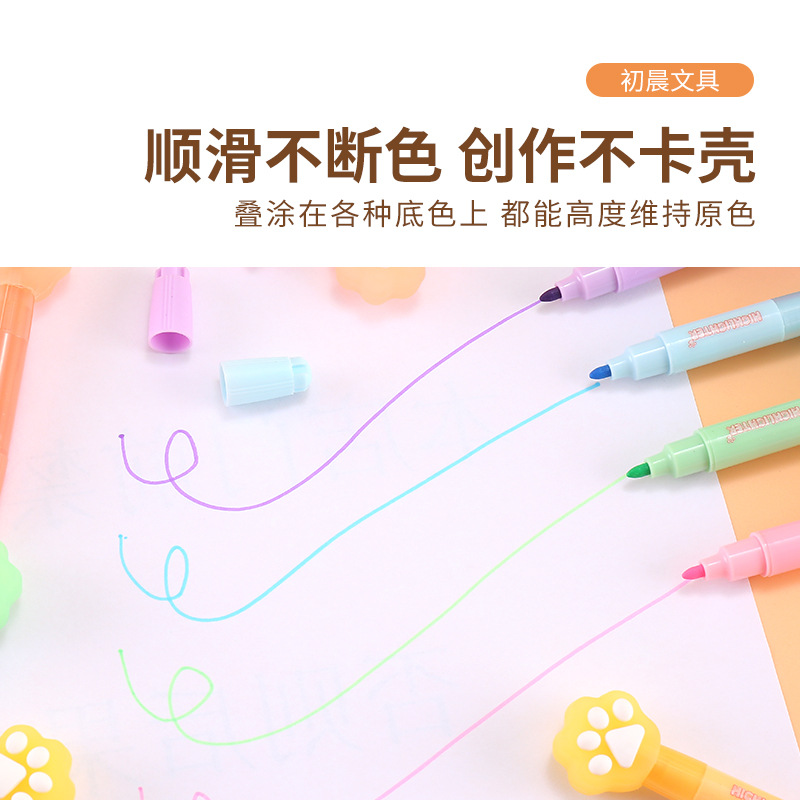 Primero en la mañana lindo gato garra puntero estudiantes puntos marcador de color puntero de marca niños graffiti puntero