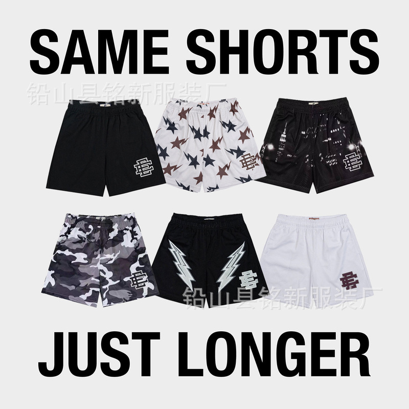 Ee Print Shorts New American Fashion Brand Ericemanuel Mesh Quick-Drying Breathable Sports Basketball Shorts