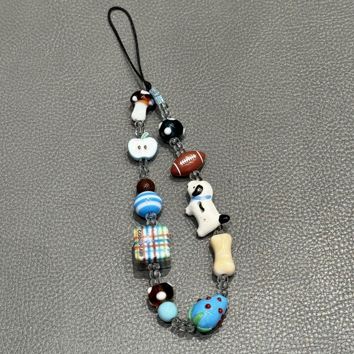 Original Cute Rugby Ceramic Puppy Beaded Mobile Phone Lanyard Fun Creative Ccd Camera Anti-Lost Rope Pendant