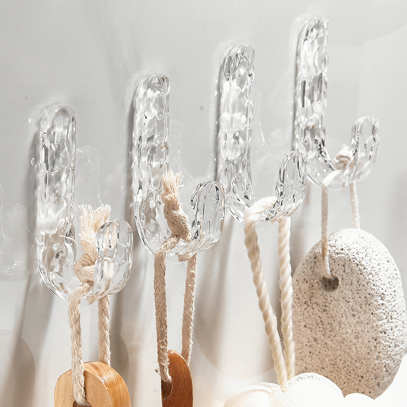 Acrylic Stone-Patterned Hook for Bathroom Wall, Towel Holder, Traceless, No-Drill, Adhesive Hook for Behind Door, Key Holder, Nail-Free