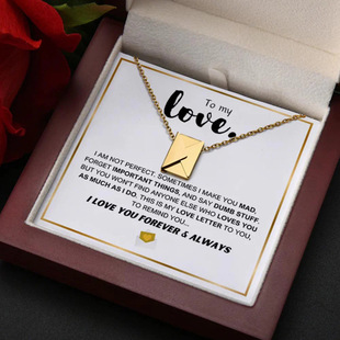 European and American New Envelope Necklace Fashion Men and Women Titanium Steel Clavicle Chain Pendant Stainless Steel Necklace Gift for Lovers