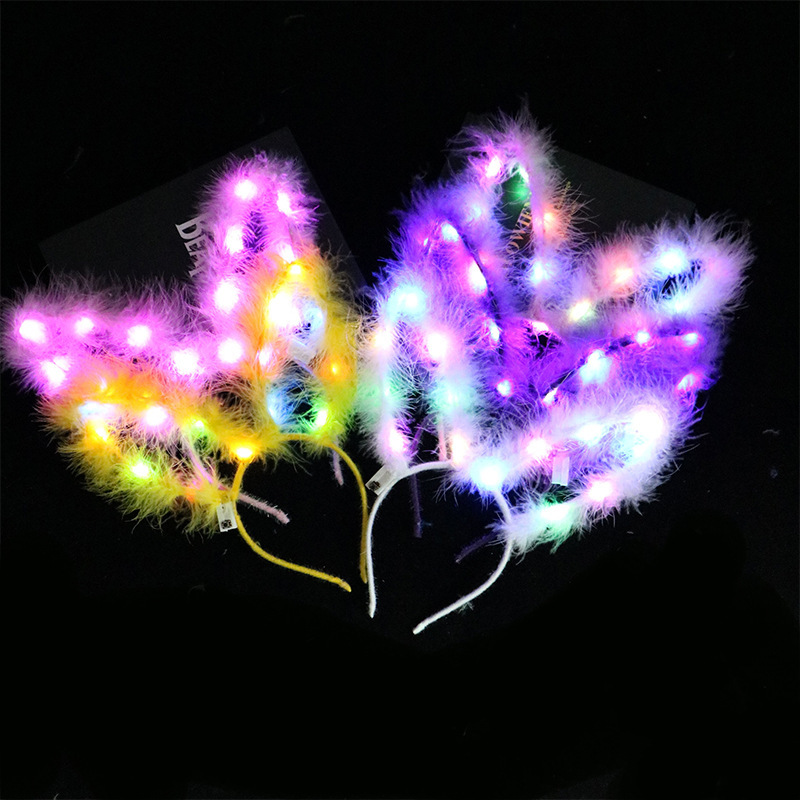 Brillante zorro orejas cinturón de cabello lámpara ángel cinturón de cabello super inmortal cinturón de cabello red rojo lindo gato orejas tocado plumas conejo