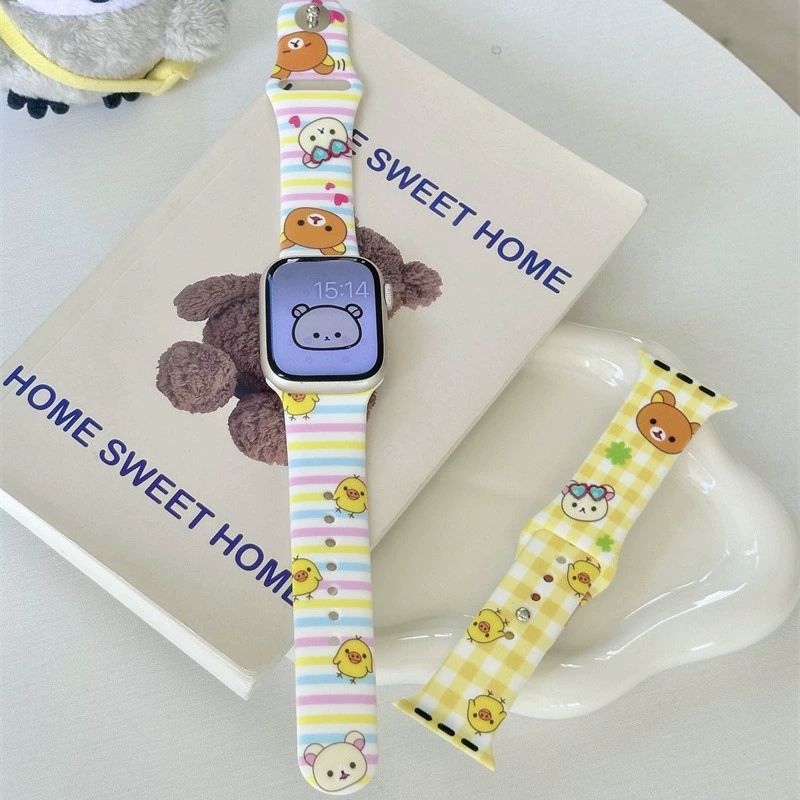 Силиконовый ремешок для iWatch в форме маленького медвежонка, подходит для S9, ремешок Apple watch, модель Applewatch7865se, милый женский стиль