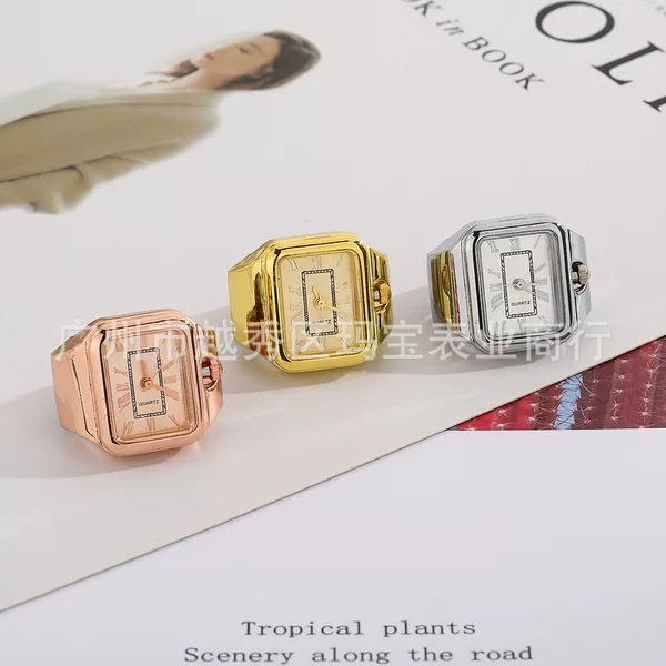 [Ring Watch Factory Store] Cross-Border Hot-Selling Rectangular Ring Watch Can See the Time Ring Hot-Selling Wholesale Hot-Selling Model