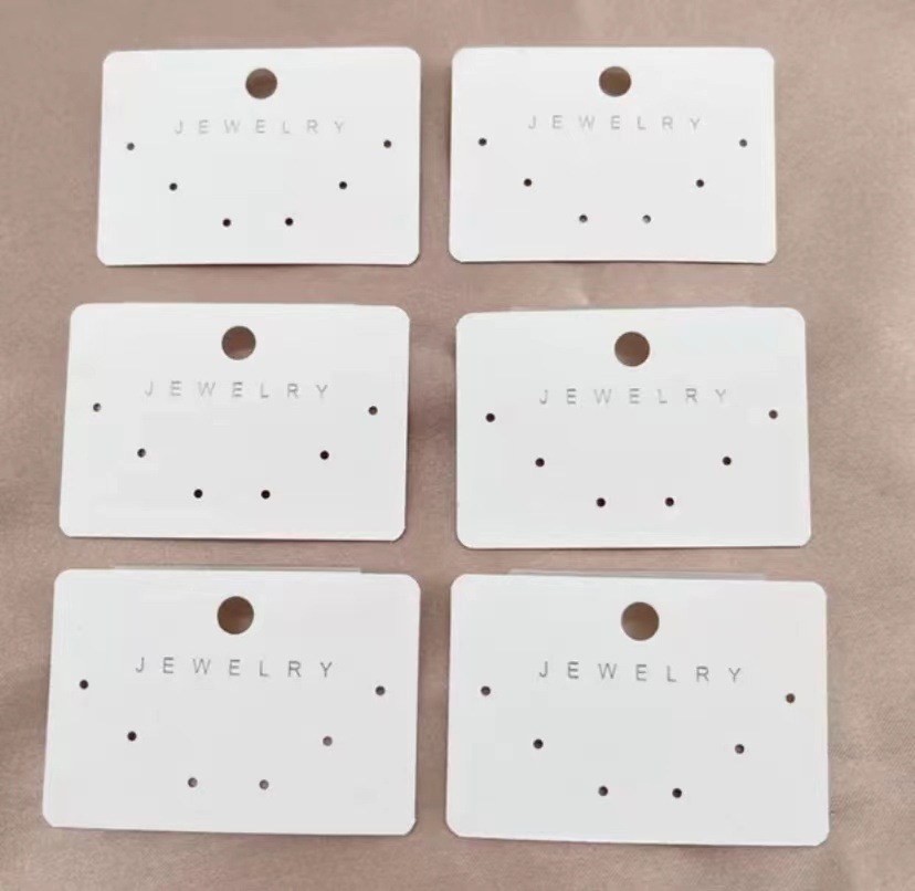 弧形JEWELRY六孔PVC4*5.8耳钉卡纸饰品耳环吊牌挂钩纸片现货批发