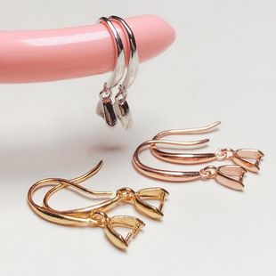 Ear Hook Clip Buckle 925 Sterling Silver Gold-Plated Earrings Empty Holder Inlaid with Jade Beeswax Earrings Holder Earrings Earrings Holder Silver Holder