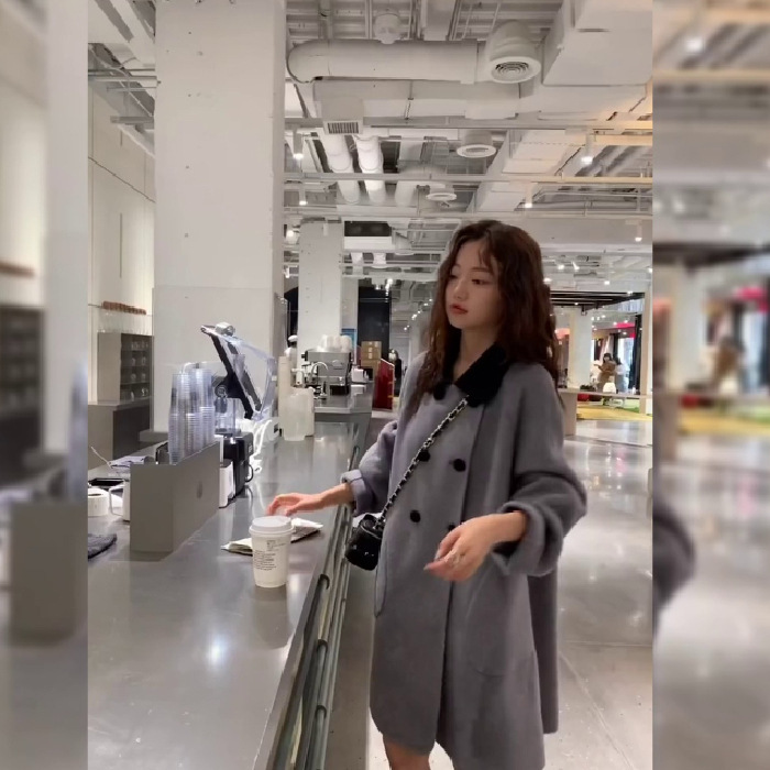 冬季韩系小个子复古撞色翻领短款高级毛呢大衣呢子外套女宽松显高|undefined