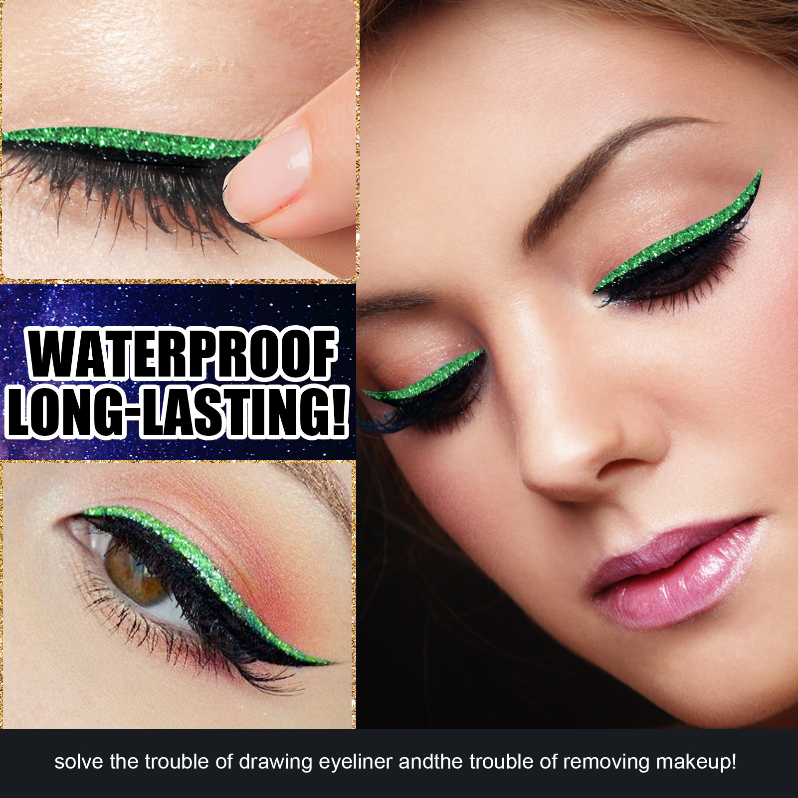 EELHOE glitter eyeliner glue free self-adhesive shadow false curling eyelash eye makeup paste_voghion.com