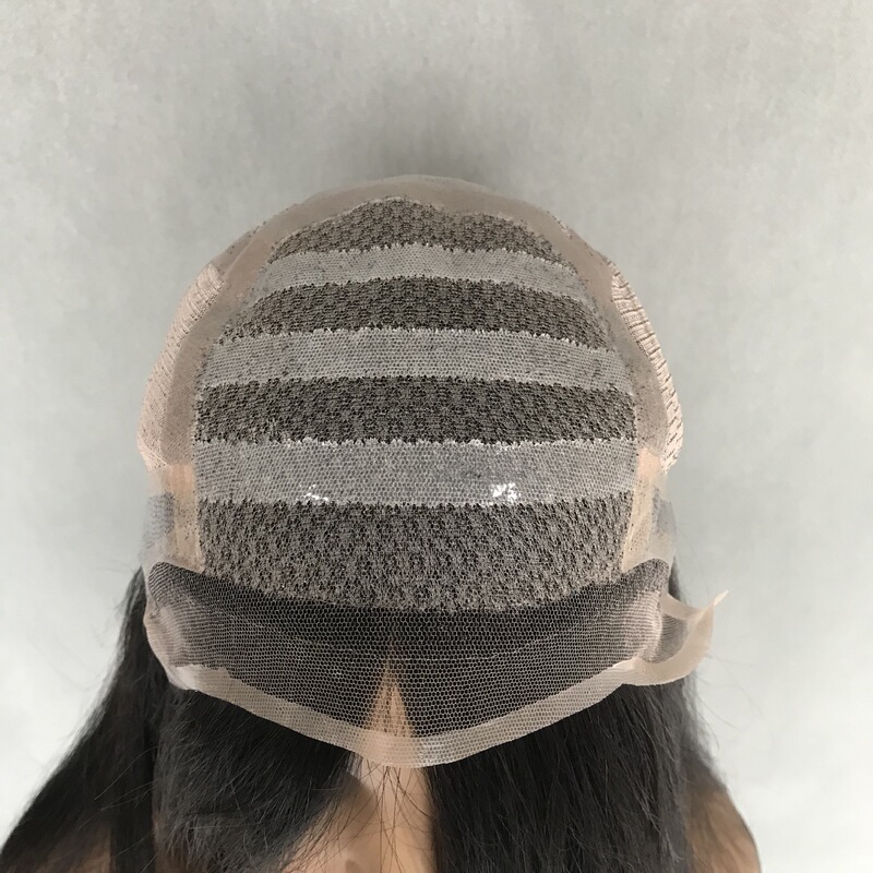 Real Human Hair Silicone Medical Headgear with Full Hand-Made Wigs