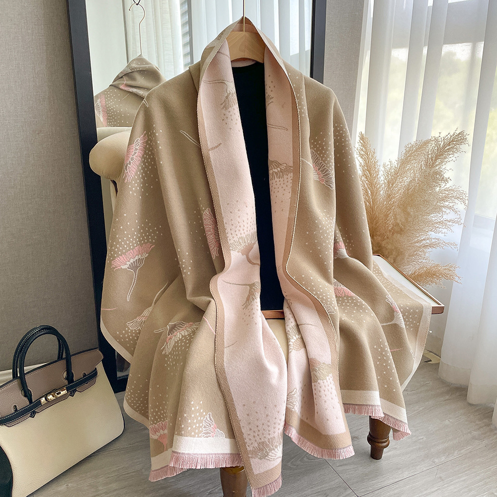 Imitation Cashmere Scarf For Girls With Dandelion Pattern Warm_voghion.com