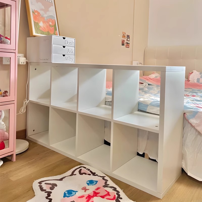 Bookshelf Integrated Wall-Mounted Floor-To-Ceiling Storage Rack Household Simple Bedroom Free Combination Grid Cabinet Semi-Enclosed Bedside Cabinet