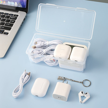 便携数据线收纳盒随身充电器电池硬盘遥控器耳机桌面透明整理盒子