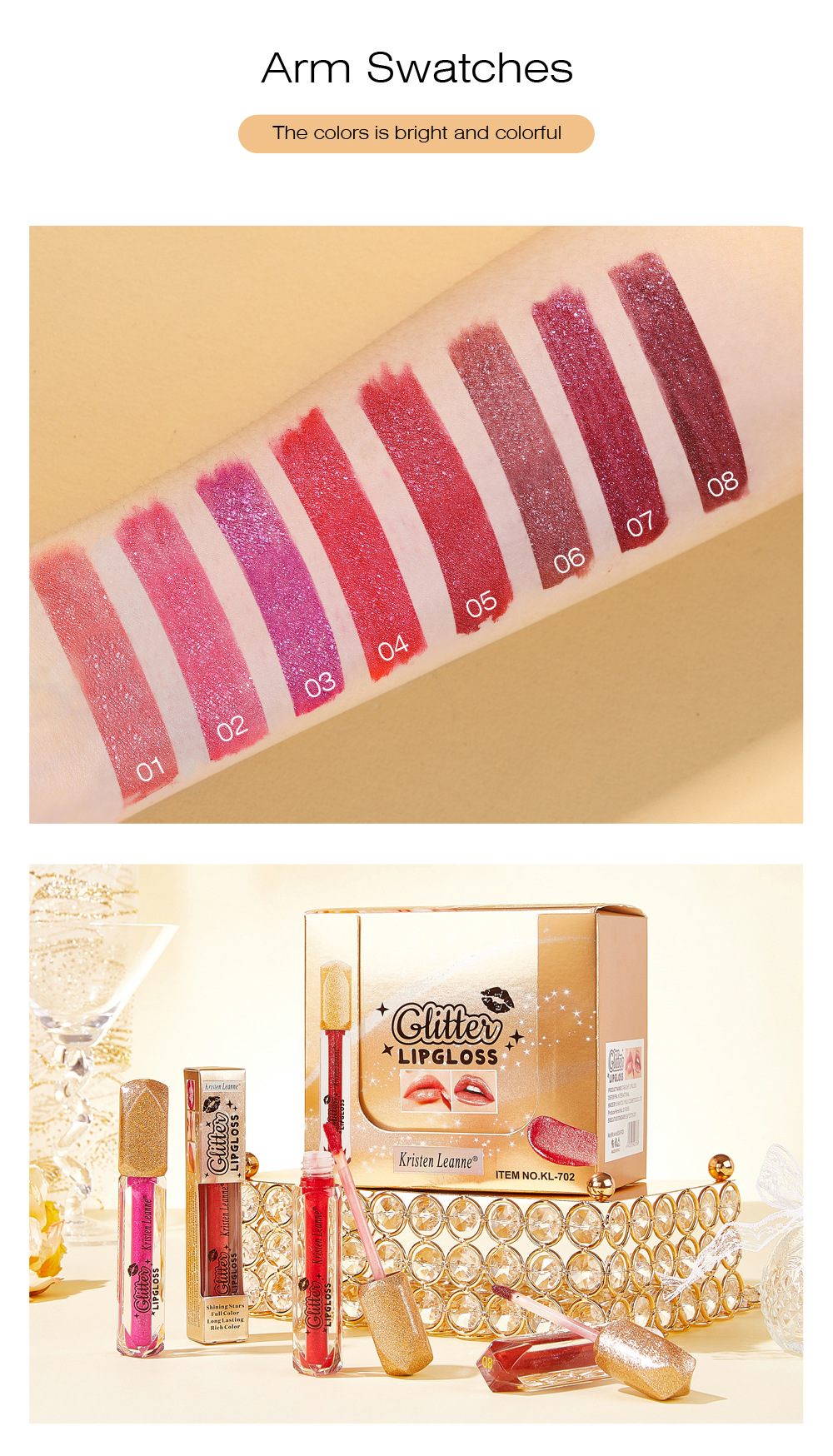 RISTEN LEANNE Black Technology skinner klarere, når du nipper til den Pearl Glitter Lipgloss Non-stick Cup Matte Lipgloss_voghion.com