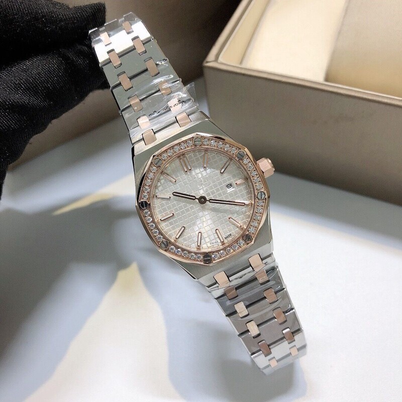 Stainless Steel Hot-Selling Aiga Ap Royal Oak Quartz Women's Watch, Fashionable Stainless Steel Sapphire Diamond Bezel Watch Wholesale