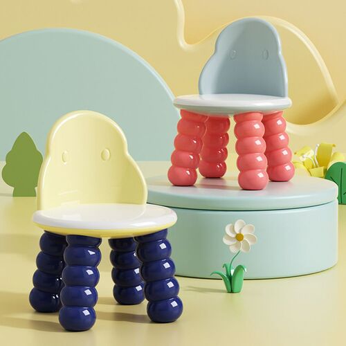 Children's stool kindergarten plastic thickened dining chair back chair baby home low stool creative caterpillar small bench