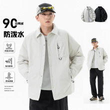 美式三防泼水秋冬潮男翻领90白鸭绒羽绒服轻量化保暖外套机能夹克