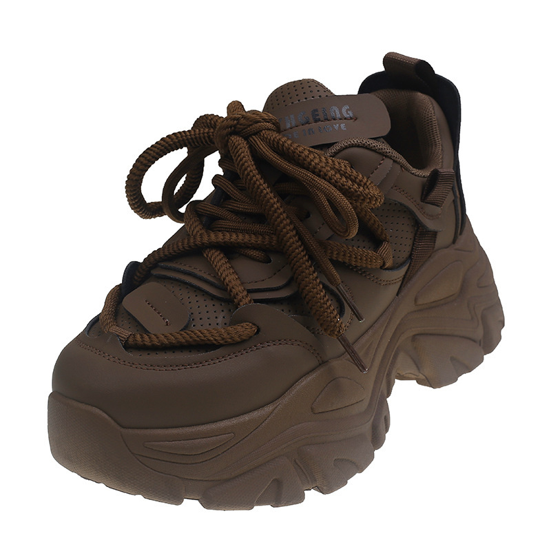 2023 Autumn and Winter New Genuine Leather Dad's Shoes Women's Ins Fashion Retro Plush Fashion Thick Sole Sneakers_voghion.com