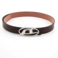 2.8cm Matte Silver Buckle + Brown Belt
