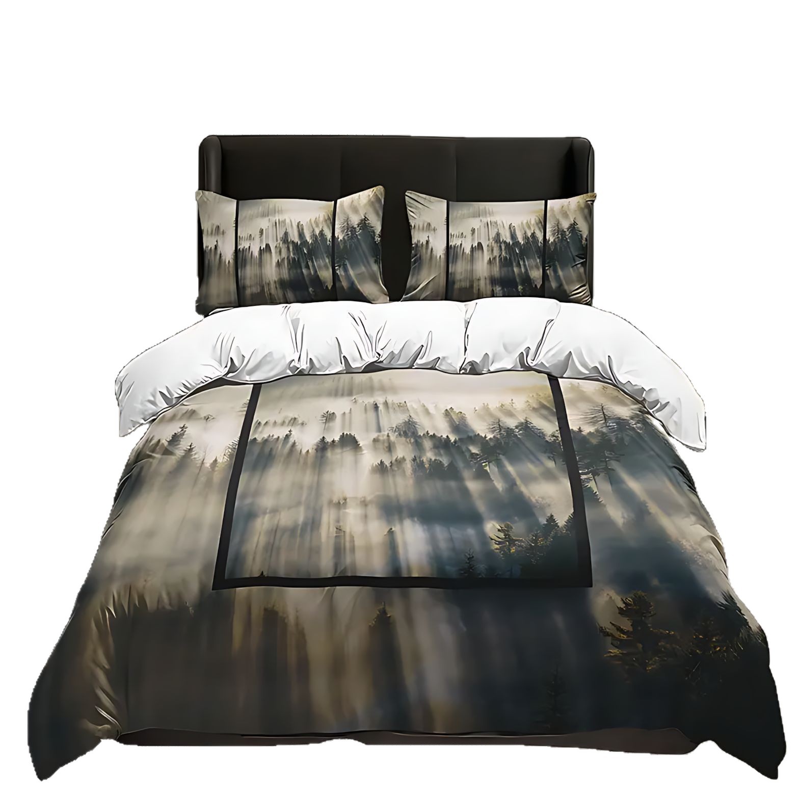 TEMU / JIT Bosque transfronterizo dibujos animados 3D impresión digital abrasión suave y cómodo conjunto de edredón para diseñar