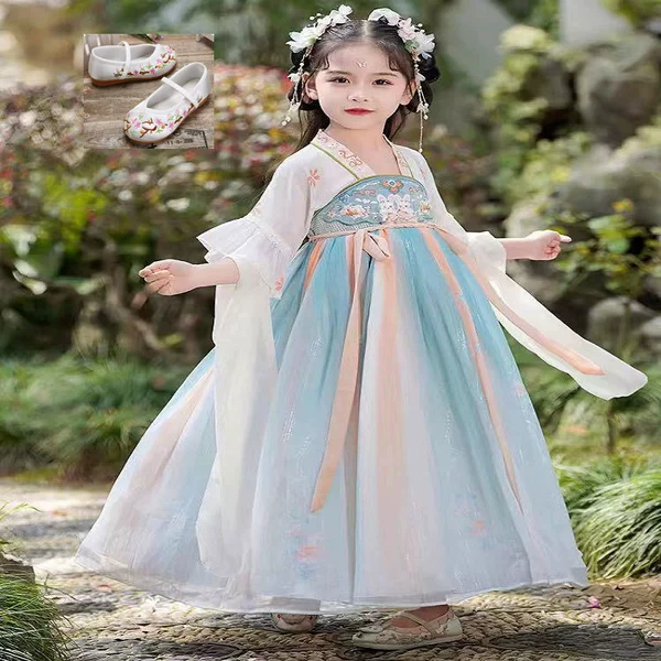 Jade Rabbit Chengxiang short-sleeved dress with ribbon + shoes