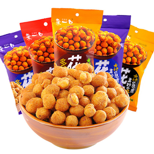Take a bite of multi-flavored peanuts 65g, a casual snack with spicy five-spice peanut snacks and roasted seeds and nuts to go with wine.