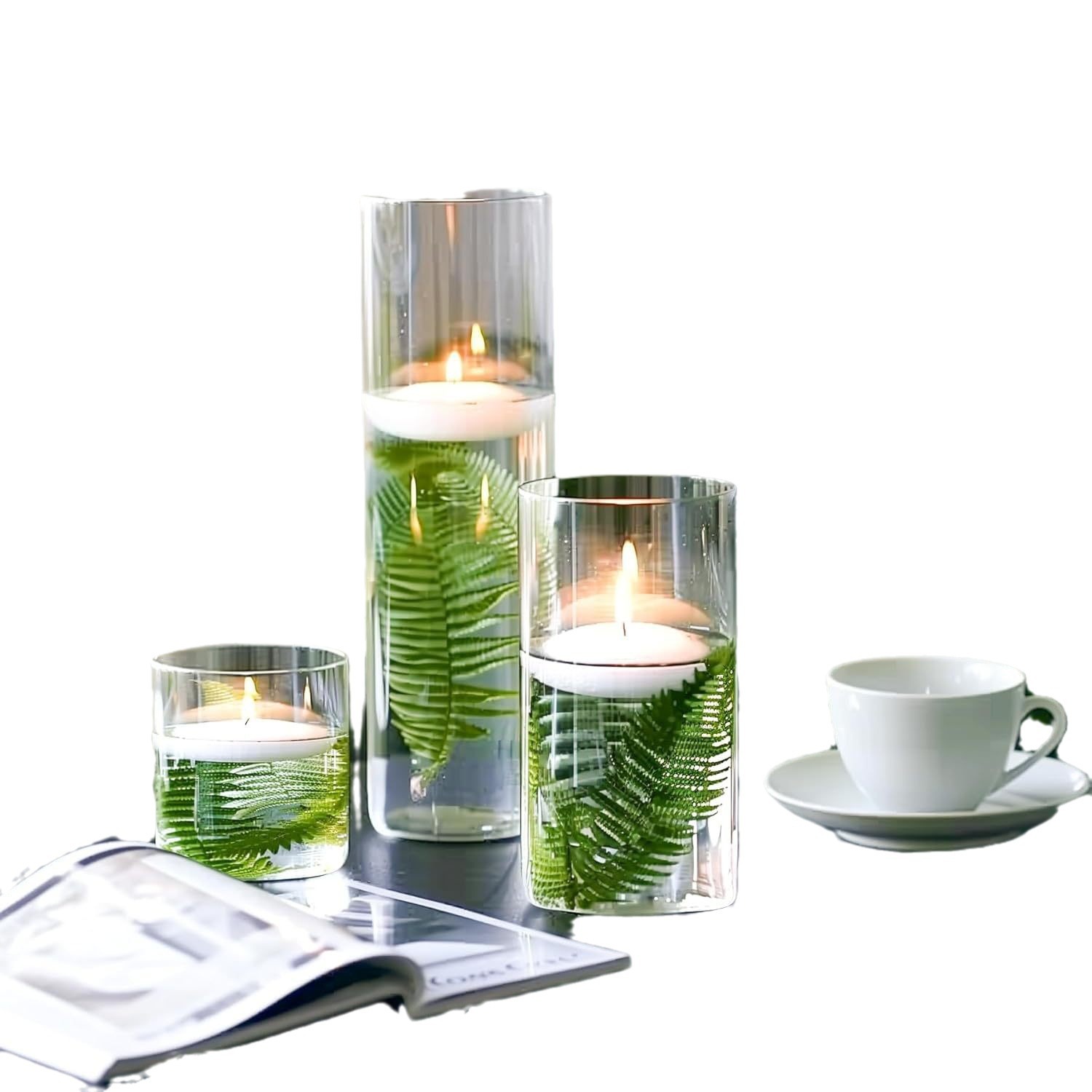 Flores acuopónicas acuáticas flores de bambú transparente decoración de flores frescas de tubo recto sala de estar aterrizaje grande simple transparente